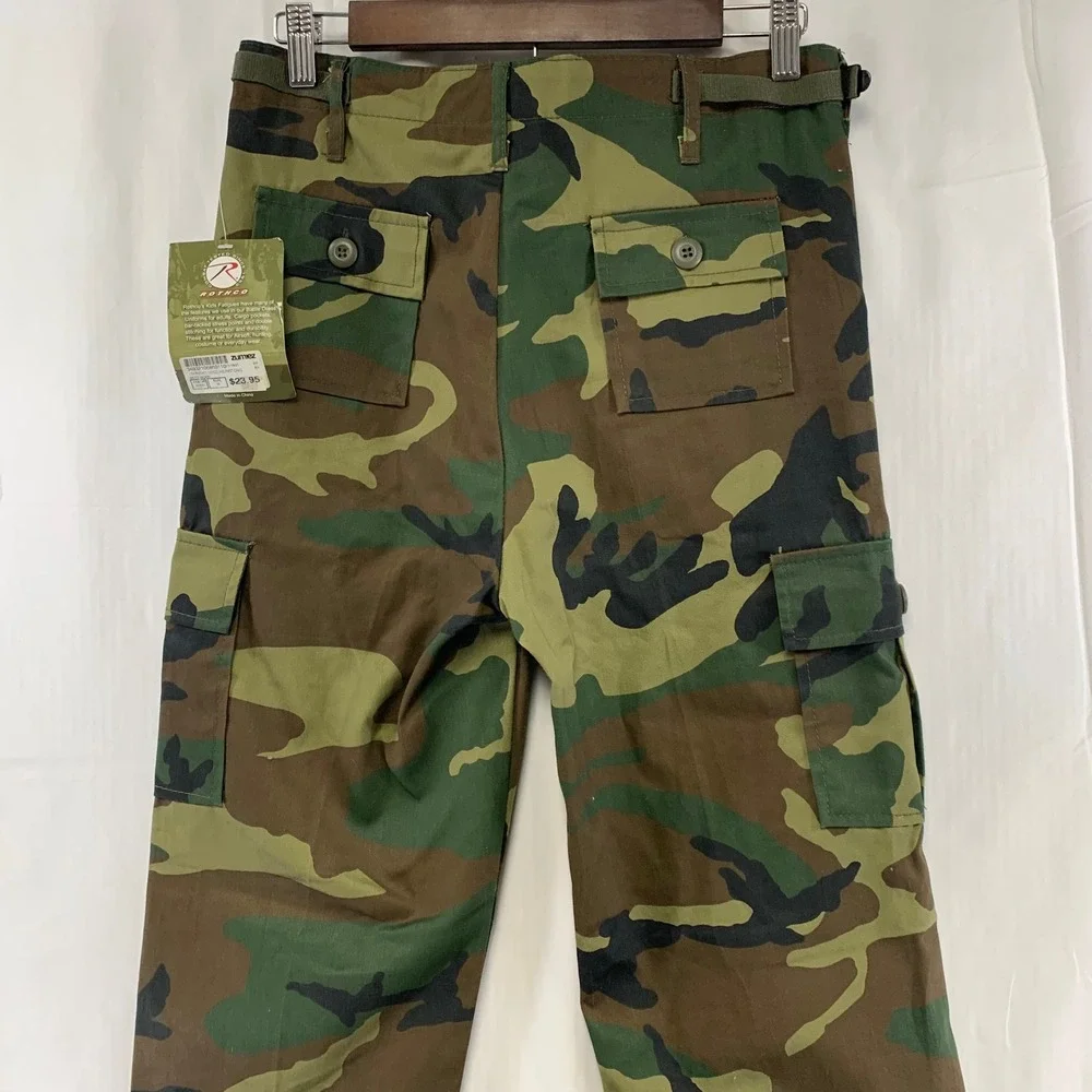 Rothco‎ BDU Cargo Pants Kids Size 18 Green Woodland Camo Fatigues NWT